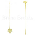 Prata 925 Italiana - 02.366.0008.1 Threader Earring, Estilo Floral, Polimento Extra Fino, Folheado a Ouro Sobre Prata 925