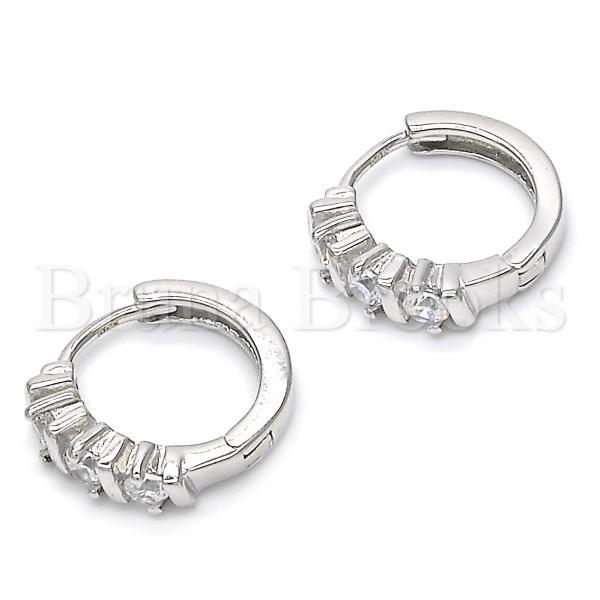 Prata 925 Italiana - 02.332.0013.15 Argolinha Huggie, com  Zirconia, Polimento Extra Fino, Rodinado