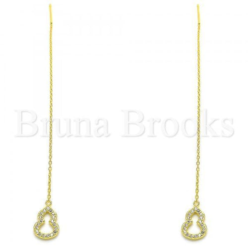 Bruna Brooks Sterling Silver 02.366.0010.1 Threader Earring, with White Micro Pave, Polished Finish, Golden Tone