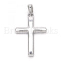 Bruna Brooks Sterling Silver 05.336.0026 Fancy Pendant, Cross Design, Polished Finish, Rhodium Tone