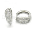 Bruna Brooks Sterling Silver 02.175.0178.15 Huggie Hoop, with White Micro Pave, Polished Finish, Rhodium Tone