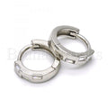 Prata 925 Italiana - 02.175.0094.10 Argolinha Huggie, com  Zirconia, Polimento Extra Fino, Rodinado