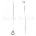 Prata 925 Italiana - 02.366.0010 Threader Earring, com  Micro Pave, Polimento Extra Fino, Rodinado