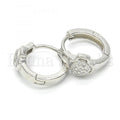 Prata 925 Italiana - 02.175.0169.15 Argolinha Huggie, com  Micro Pave, Polimento Extra Fino, Rodinado