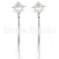 Bruna Brooks Sterling Silver 02.186.0095 Long Earring, with White Crystal, Polished Finish, Rhodium Tone