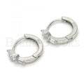 Prata 925 Italiana - 02.175.0152.15 Argolinha Huggie, com  Zirconia, Polimento Extra Fino, Rodinado