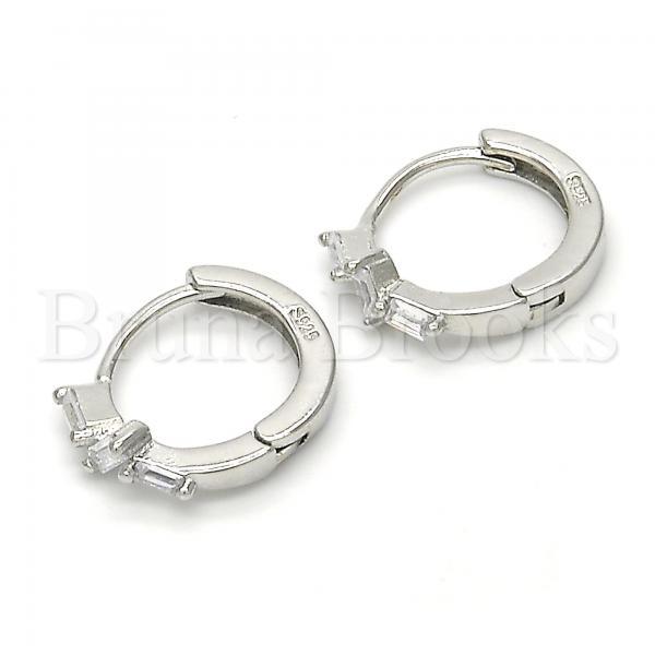 Prata 925 Italiana - 02.175.0152.15 Argolinha Huggie, com  Zirconia, Polimento Extra Fino, Rodinado