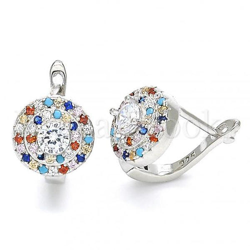 Bruna Brooks Sterling Silver 02.186.0183.12 Huggie Hoop, with Multicolor Cubic Zirconia, Polished Finish, Rhodium Tone