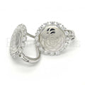 Prata 925 Italiana - 02.186.0067.12 Argolinha Huggie, Estilo Floral, com  Zirconia, Polimento Extra Fino, Rodinado