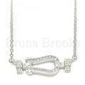 Bruna Brooks Sterling Silver 04.336.0145.16 Fancy Necklace, with White Micro Pave, Polished Finish, Rhodium Tone