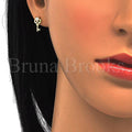 Prata 925 Italiana - 02.285.0072 Brinco de Tarrachinha de Pressão, key e Estilo de Coração, com  Zirconia, Polimento Extra Fino, Folheado a Ouro Sobre Prata 925