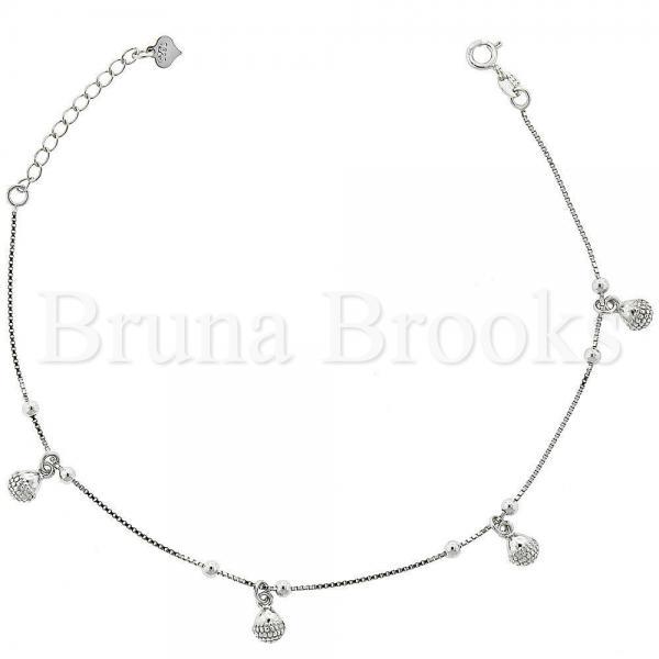 Bruna Brooks Sterling Silver 03.183.0099 Fancy Bracelet, Teardrop Design, Diamond Cutting Finish, Rhodium Tone