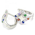 Prata 925 Italiana - 02.332.0055.12 Argolinha Huggie, com Zirconia Multicolorida , Rodinado