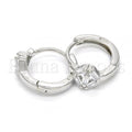 Prata 925 Italiana - 02.175.0153.15 Argolinha Huggie, com  Zirconia, Polimento Extra Fino, Rodinado