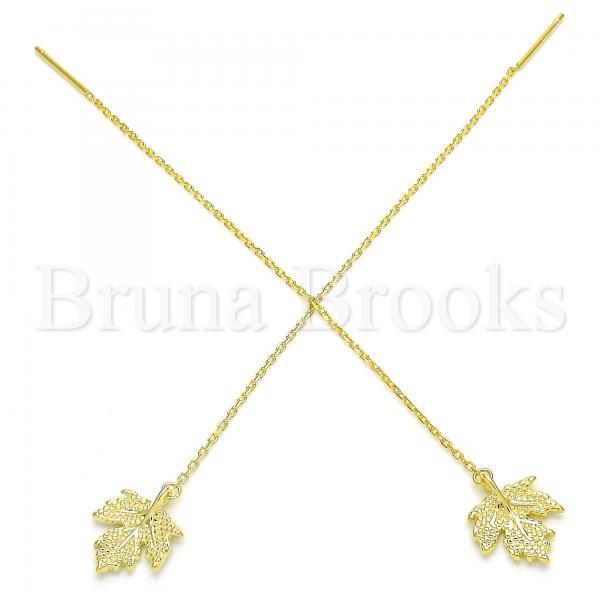 Prata 925 Italiana - 02.366.0008.1 Threader Earring, Estilo Floral, Polimento Extra Fino, Folheado a Ouro Sobre Prata 925