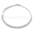 Bruna Brooks Sterling Silver 03.336.0028.07 Fancy Bracelet, with White Crystal, Polished Finish, Rhodium Tone