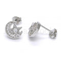 Bruna Brooks Sterling Silver 02.285.0071 Stud Earring, Star and Moon Design, with White Cubic Zirconia, Polished Finish,