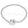 Bruna Brooks Sterling Silver 03.286.0004.08 Fancy Bracelet, with White Cubic Zirconia, Polished Finish, Rhodium Tone