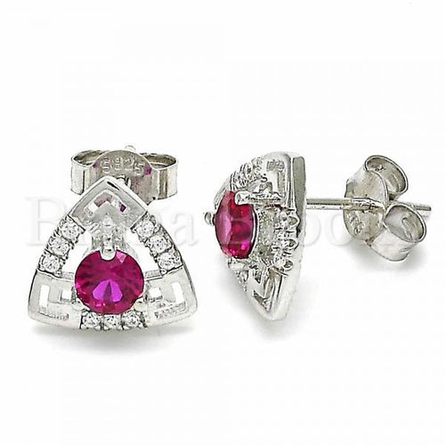 Bruna Brooks Sterling Silver 02.367.0008.2 Long Earring, with Ruby Cubic Zirconia and White Crystal, Polished Finish, Rhodium Tone