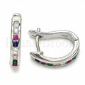 Bruna Brooks Sterling Silver 02.332.0049.12 Huggie Hoop, with Multicolor Cubic Zirconia, Polished Finish, Rhodium Tone