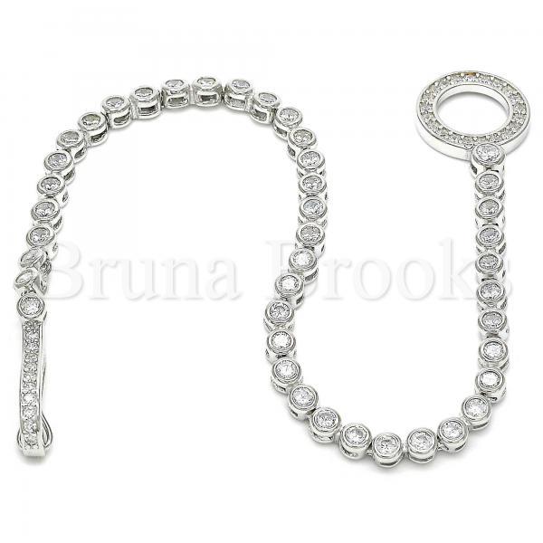 Prata 925 Italiana - 03.286.0002.08 Pulseira Trabalhada, com  Zirconia, Polimento Extra Fino, Rodinado