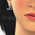 Prata 925 Italiana - 02.285.0095 Brinco de Tarrachinha de Pressão, Estilo Estrelinha, com  Zirconia, Polimento Extra Fino, Rodinado