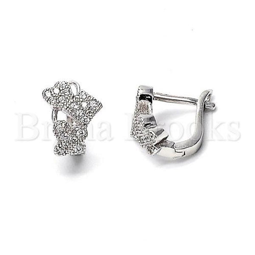 Bruna Brooks Sterling Silver 02.186.0010 Huggie Hoop, Heart Design, with  Micro Pave, Rhodium Tone