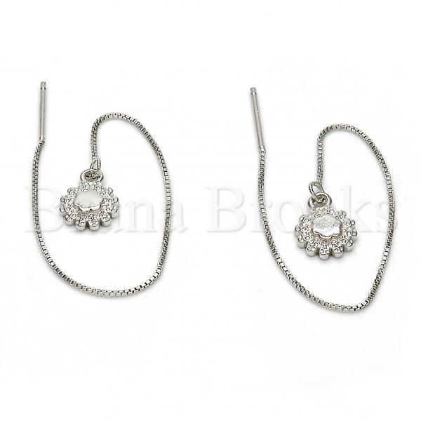 Prata 925 Italiana - 02.290.0007 Threader Earring, Estilo Floral, Polimento Extra Fino, Rodinado