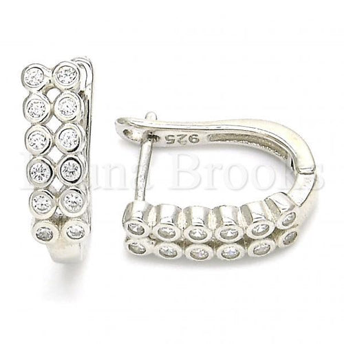 Bruna Brooks Sterling Silver 02.332.0046.12 Huggie Hoop, with White Cubic Zirconia, Rhodium Tone