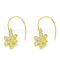 Bruna Brooks Sterling Silver 02.366.0001.1 Dangle Earring, Flower Design, with White Cubic Zirconia, Polished Finish, Golden Tone