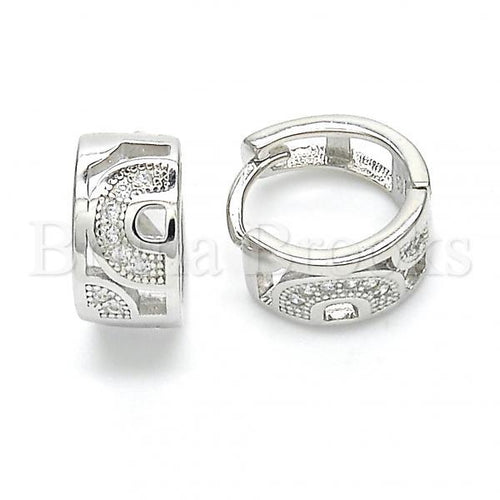 Bruna Brooks Sterling Silver 02.332.0038.12 Huggie Hoop, with White Micro Pave, Polished Finish, Rhodium Tone