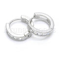 Prata 925 Italiana - 02.186.0103.15 Argolinha Huggie, com  Zirconia, Polimento Extra Fino, Rodinado