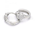 Prata 925 Italiana - 02.175.0170.15 Argolinha Huggie, Estilo de Coração, com  Micro Pave, Polimento Extra Fino, Rodinado