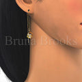 Prata 925 Italiana - Threader Earring, Com Zirconia, Folheado a Ouro Sobre Prata 925