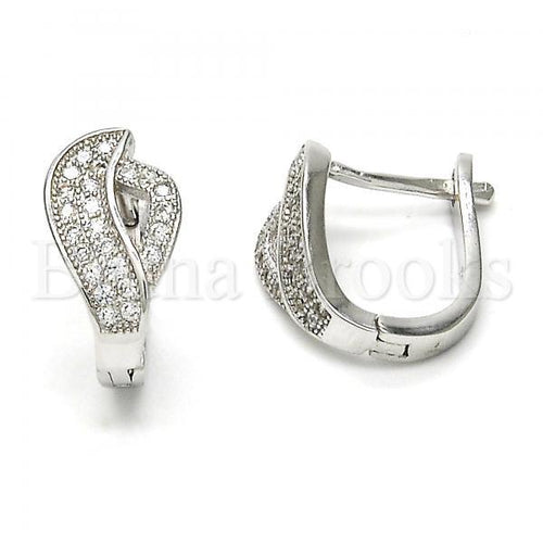 Bruna Brooks Sterling Silver 02.175.0097.15 Huggie Hoop, with White Micro Pave, Polished Finish, Rhodium Tone