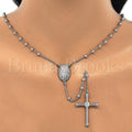 Prata 925 Italiana - 09.285.0001.28 Thin Rosary, Virgem Maria  e Cruz, Polimento Extra Fino, Rodinado