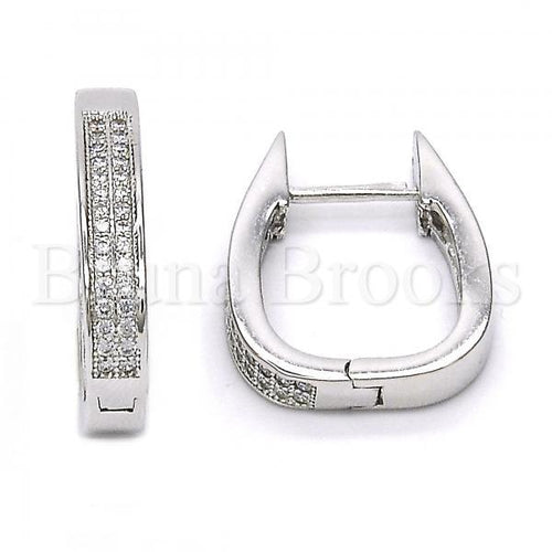 Bruna Brooks Sterling Silver 02.174.0059.15 Huggie Hoop, with White Micro Pave, Polished Finish, Rhodium Tone