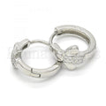 Prata 925 Italiana - 02.175.0171.15 Argolinha Huggie, com  Micro Pave, Polimento Extra Fino, Rodinado