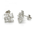 Bruna Brooks Sterling Silver 02.175.0113 Stud Earring, with White Cubic Zirconia, Polished Finish, Rhodium Tone