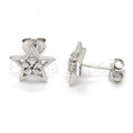 Bruna Brooks Sterling Silver 02.285.0075 Stud Earring, Star and Flower Design, with White Cubic Zirconia, Polished Finish,