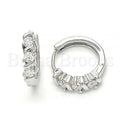 Bruna Brooks Sterling Silver 02.332.0013.15 Huggie Hoop, with White Cubic Zirconia, Polished Finish, Rhodium Tone