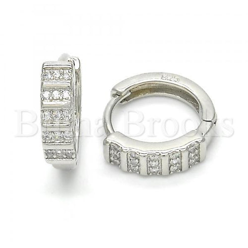 Bruna Brooks Sterling Silver 02.175.0175.15 Huggie Hoop, with White Micro Pave, Polished Finish, Rhodium Tone