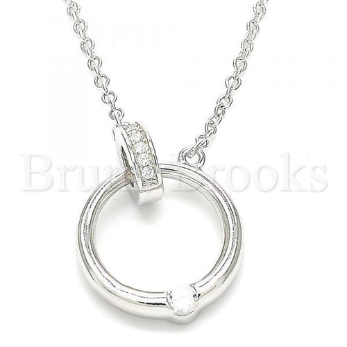 Bruna Brooks Sterling Silver 04.336.0148.16 Fancy Necklace, with White Cubic Zirconia and White Crystal, Polished Finish, Rhodium Tone