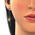 Prata 925 Italiana - 02.366.0008.1 Threader Earring, Estilo Floral, Polimento Extra Fino, Folheado a Ouro Sobre Prata 925