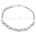 Bruna Brooks Sterling Silver 03.286.0021.07 Fancy Bracelet, Infinite Design, with White Cubic Zirconia, Polished Finish, Rhodium Tone